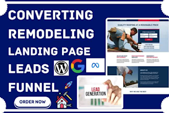 design remodeling landing page roofing solar plumbing handyman hvac leads funnel