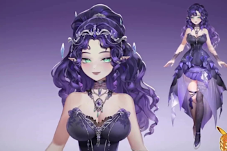 draw live2d v tuber model, 2d vtuber design, live2d rigging for vtube studio