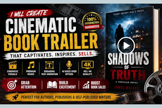 create professional cinematic book trailer promo video for your novel