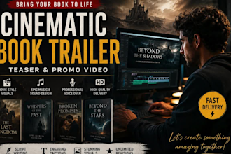 create a cinematic book trailer, teaser and amazon promo video