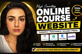 build thinkific, teachable online course website, podia, kajabi course website