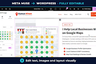 convert your meta muse or ai HTML website to dynamic wordpress
