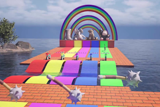 long slide fountain crossing 3d animation