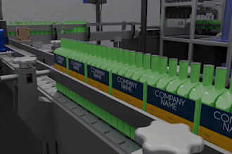 create realistic 3d industrial animation, manufacturing factory animation