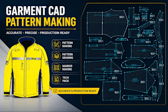 make garment patterns, grading and cad patterns for clothing