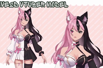 design live2d vtuber model in anime style with vtuber rigging for vtube studio