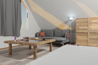 render 3d billiard gaming room, gym house, sports facility, lightning, golf hole