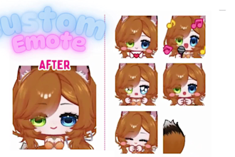 draw custom twitch emotes, animated emotes, chibi emotes for vtuber and streamer