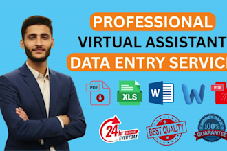 data entry microsoft excel, copy paste, web research, pdf to excel