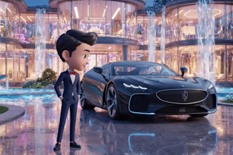 create a cinematic pixar style ai video scene with talking head