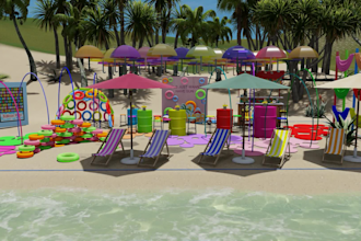 create 3d event renders, parties, and venue renderings