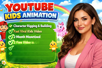 create kids learning videos, animation for kids, nursery rhymes, 3d kids videos