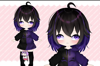 design and rig a custom chibi live2d vtuber model