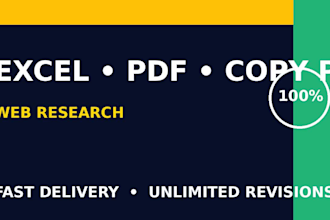 do accurate data entry, excel work, copy paste and typing