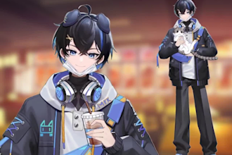 draw and rig pro live2d vtuber model, anime vtuber, vtuber avatar for streaming