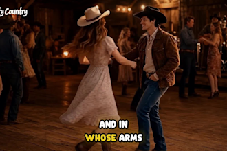 create country music video, folk, pop, blues music visualization with lip sync