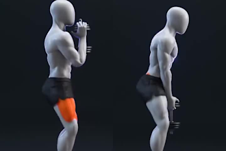 do 3d gym animation, workout, 3d fitness and 3d exercise