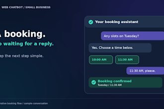 build a simple web chatbot with booking requests for your small business
