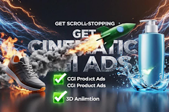 create cinematic cgi ads and 3d product animation video