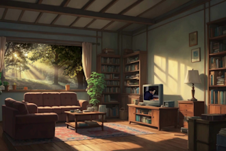 animate gif retro lofi pixel art room landscape loop background youtube visual