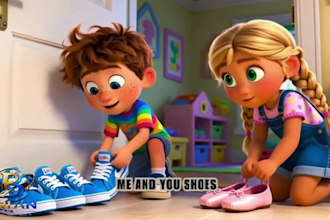 pixar ai animation, cocomelon style, nursery rhymes, ai vision, ai new
