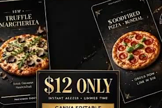 design 10 luxury pizza and burger instagram posts in canva