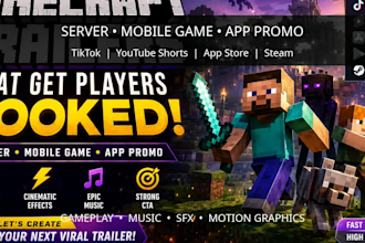 create viral minecraft server tiktok mobile game trailers app store promo videos