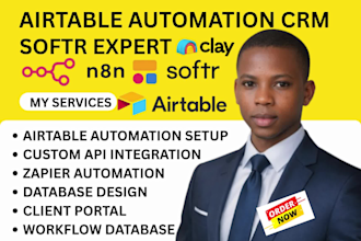 build airtable database, softr web app and client portal with automation