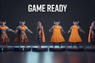 create game ready low poly 3d character model