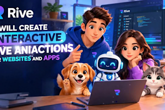create interactive rive character animations for websites, apps, game