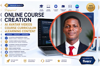 create online course content, workbook, avatar training video lesson editing