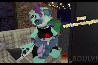 create ps1 ps2 psx 3d lowpoly furry vtuber avatar, lowpoly vtuber environemnt