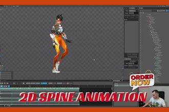 create professional 2d spine animation for game character, unity, rigging, vfx