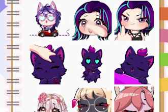 draw emotes, twitch emotes,animated emotes, chibi emotes, vtuber for stream