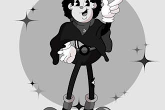 create vintage 30s rubber hose mascot illustration