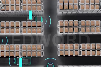 create futuristic 3d industrial robotic animation video