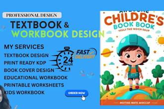 design kindergarten, kids workbook, tracing book, textbook with adobe indesign