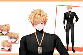 draw and rig 2d vtuber model, live2d model, vtuber illustration, vtuber rigging