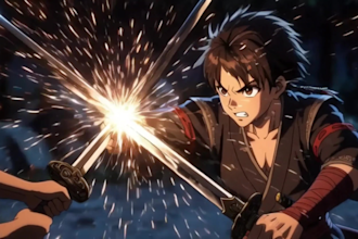 create cinematic anime short film with deep voice narration