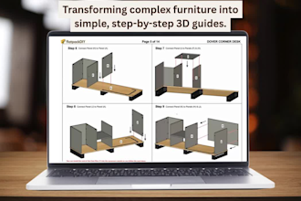 design 3d colour assembly manuals for DIY flatpack furniture