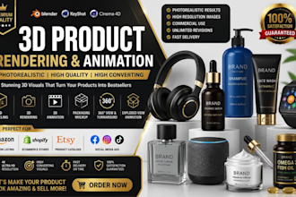 create 3d product animation,3d product rendering, packaging mockup visualization