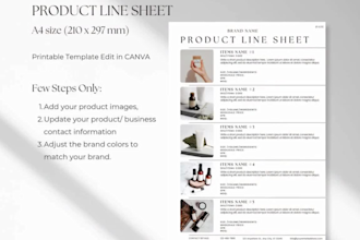 design a product sell sheet, retail buyer one pager and product line fact sheet