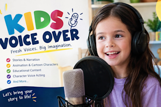 provide kids voice over and child voice acting