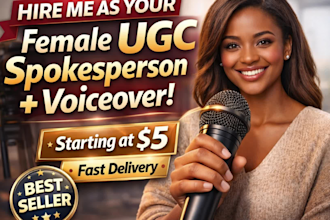 create female ugc spokesperson video, record english, yoruba, african voiceover