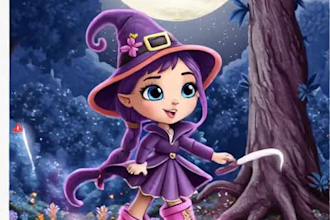 create kids witch cartoon story videos with magical boots