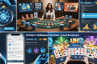 develop multiplayer texas holdem, blackjack, uno, solitaire card games