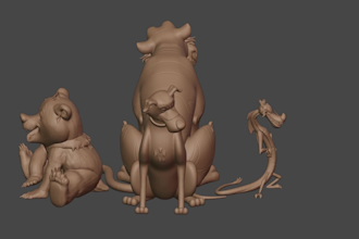 2d mascot design in 3d from your favorite animated movies or series