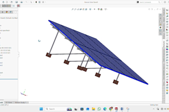 design 3d cad model of solar panel stand with drawings