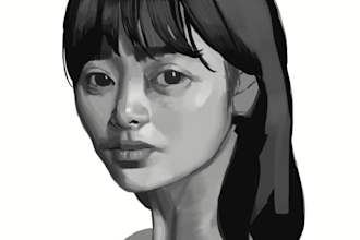 create grayscale illustration in painterly style