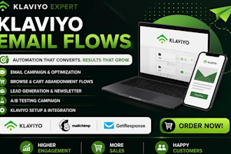 set up klaviyo email flows, automation and shopify email marketing